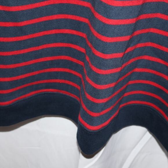 Lands End Crew Neck Cranberry Blue Strip Top Size XL 18 Long Sleeves Pullover - Picture 3 of 11